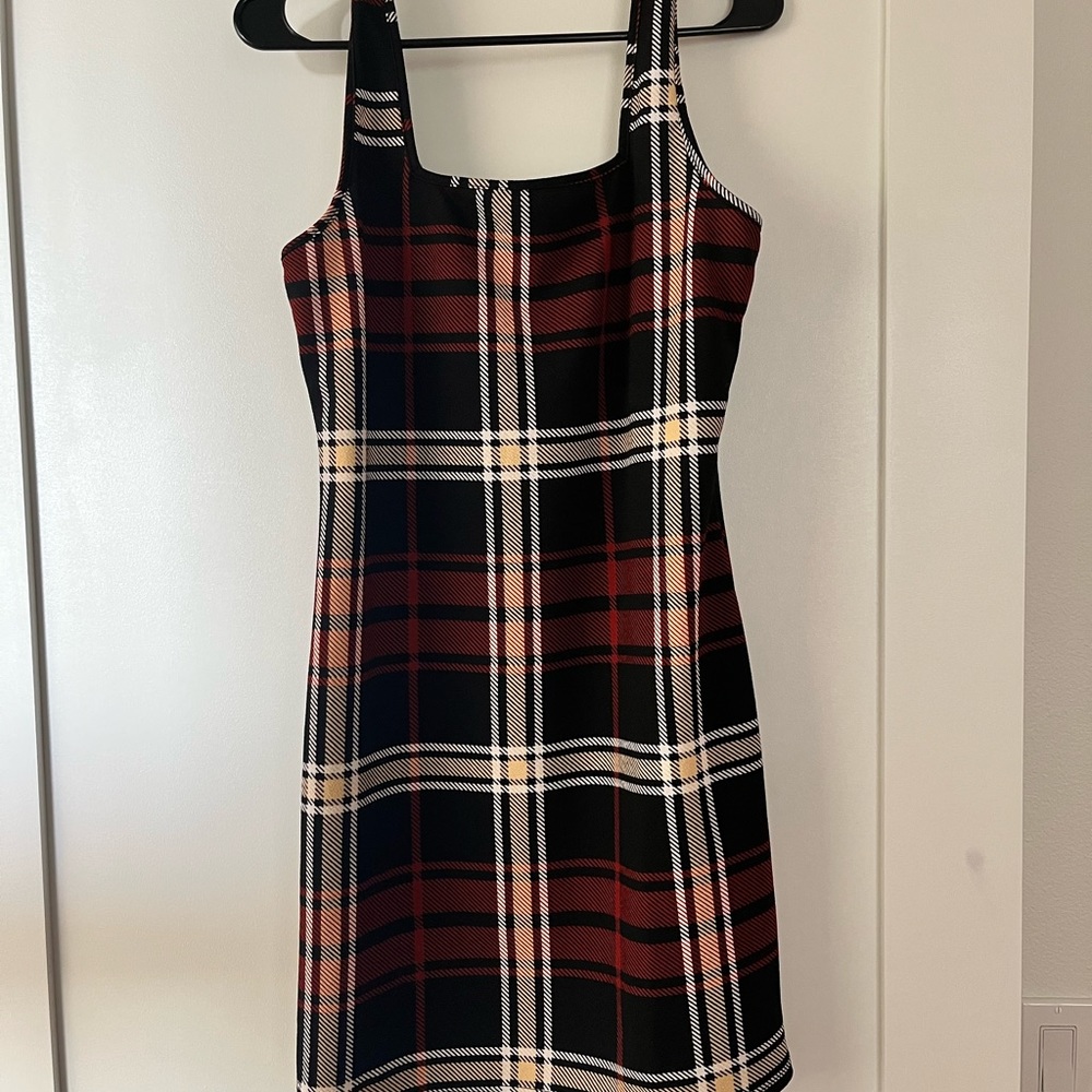 Plaid fitted mini dress